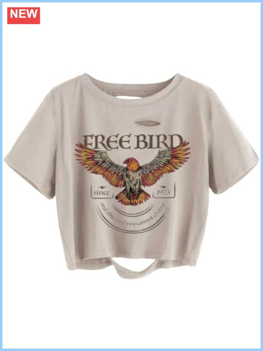 Distressed Ripped Crop Tee Short Sleeve Western Cowgirl Graphic Concert Top